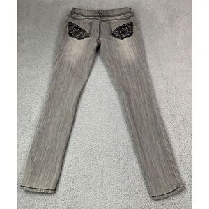 BONGO Jeans Womens‎ Size 7 Black Embroidered Pockets Y2K Golor Gray BONGO Jeans